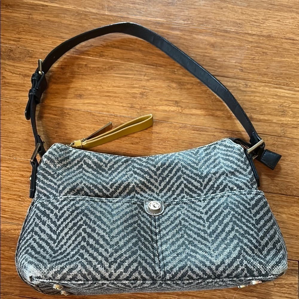 Spartina 446 Stylish Black and Gray Women's shoulder Bag - leather - linen